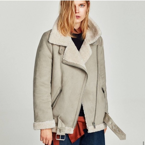 Zara textured biker jacket medium - Picture 3 of 8